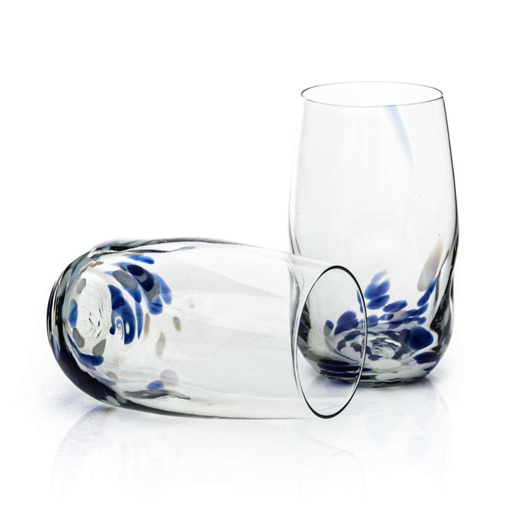 Tulip wonky tumbler with Blue & White Flecks